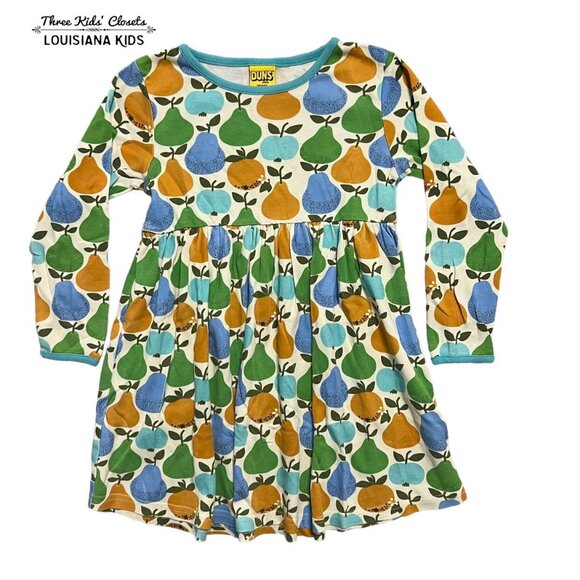 DUNS Sweden Sz 116 (6) Orange Fruit Pear Apple Orange Dress